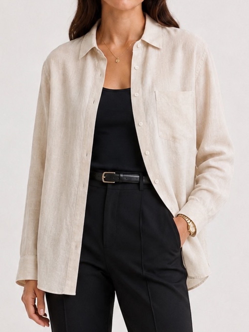 NA-KD 100% Linen Beige Button-Up Shirt NWT EU 38 US 8 MEDIUM Relaxed Oversized